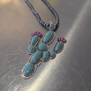 Funky Cactus Pendant Necklace